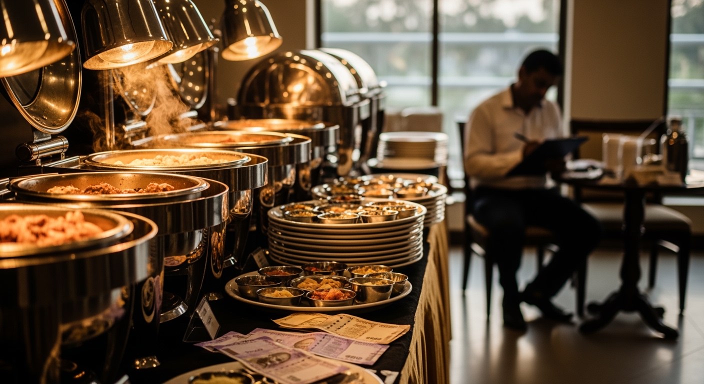 Catering business daily tracking — event-day template covering food, staff, payments
