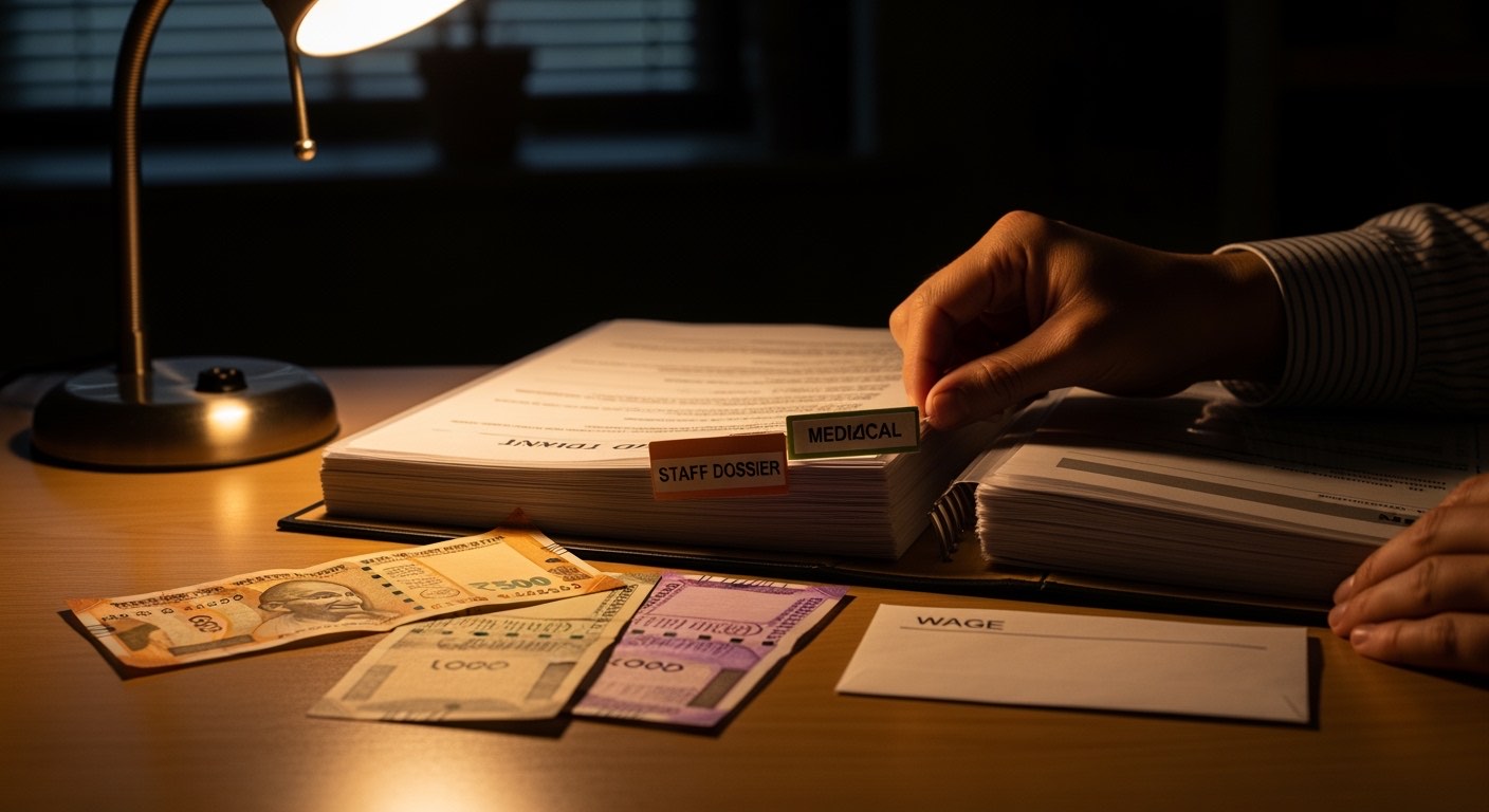 Staff dossier folder with tabbed sections for compliance documents