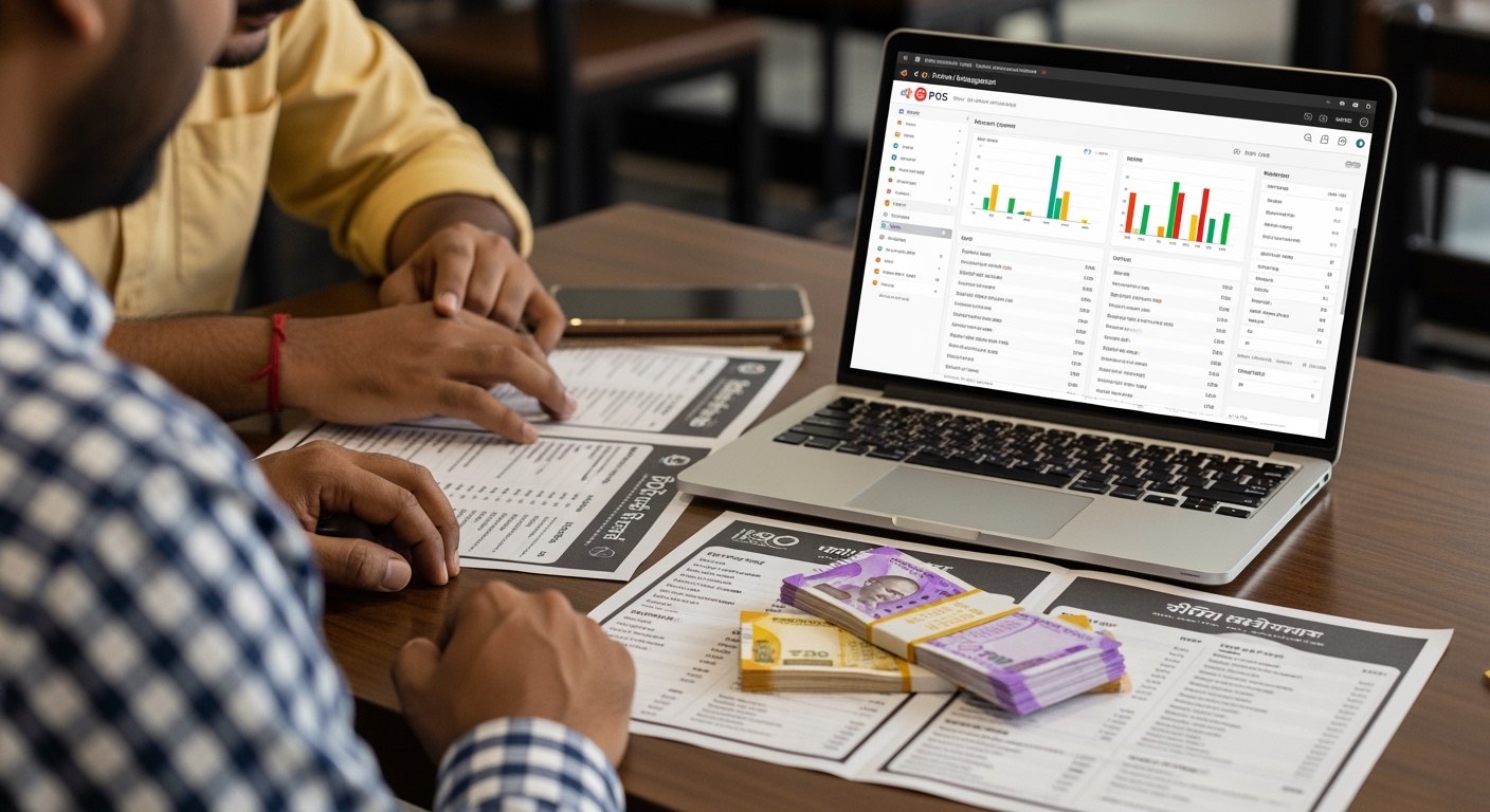 Indian restaurant chain HQ team updating menu prices on POS dashboard