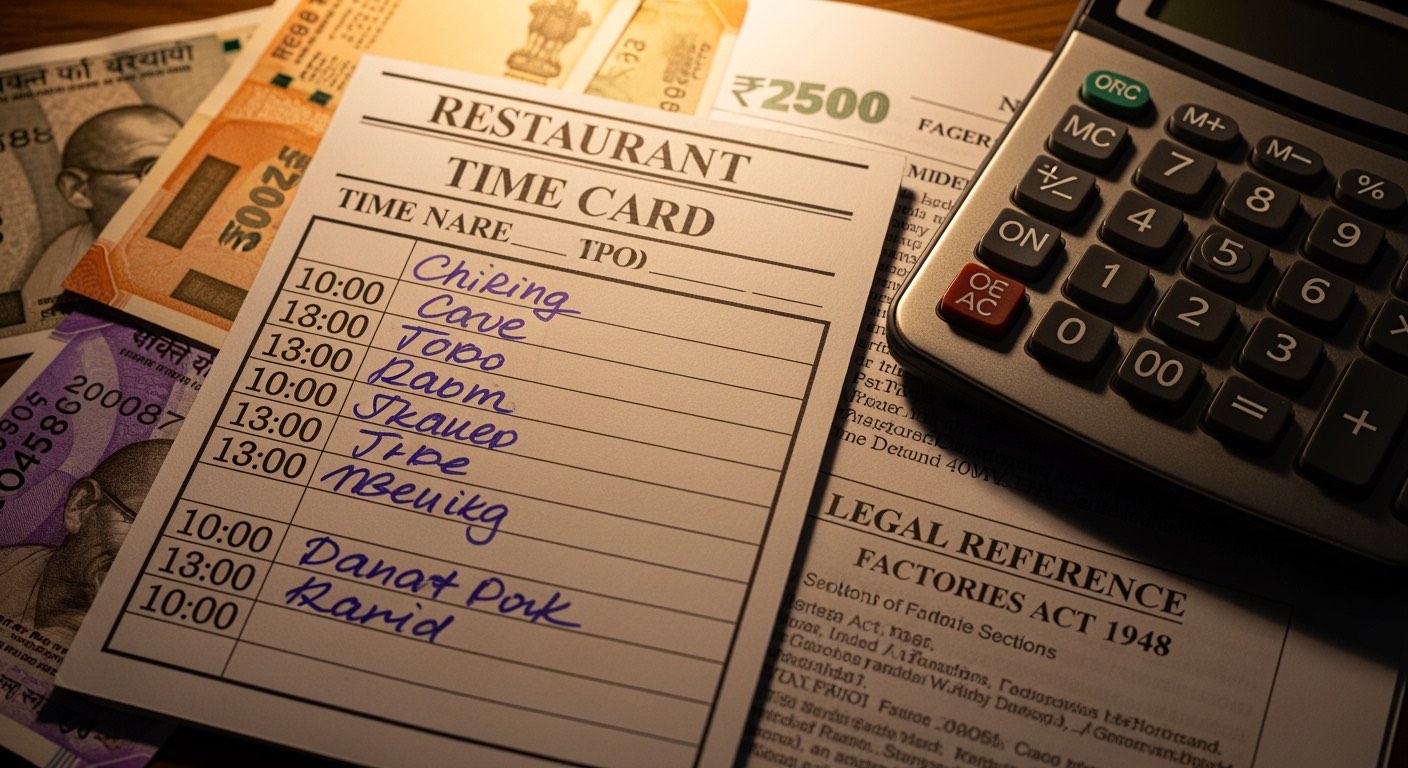 Overtime calculation for restaurant staff in India — rules + free calculator