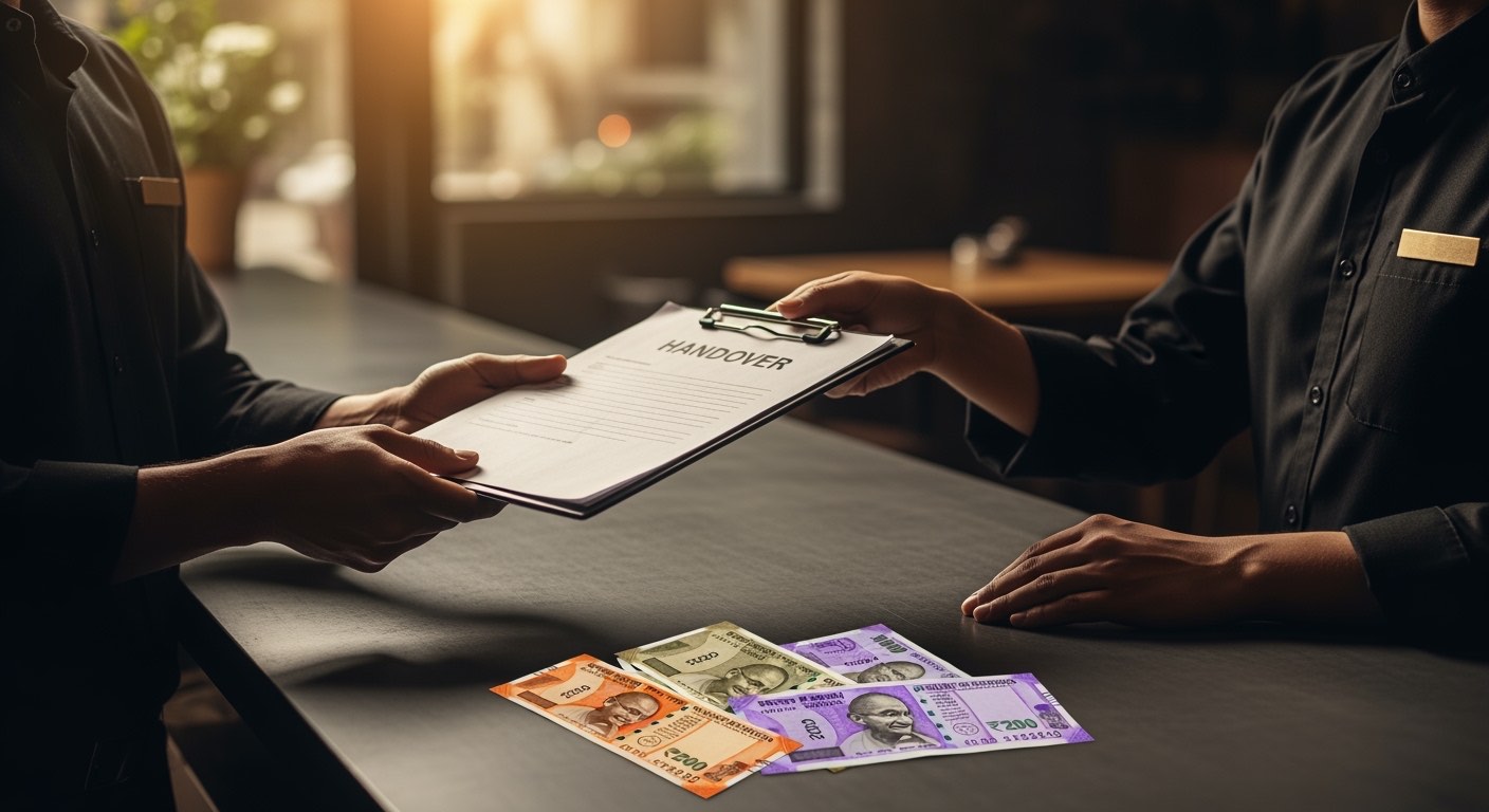 Shift handover format restaurant — single-page form for cash, stock, complaints